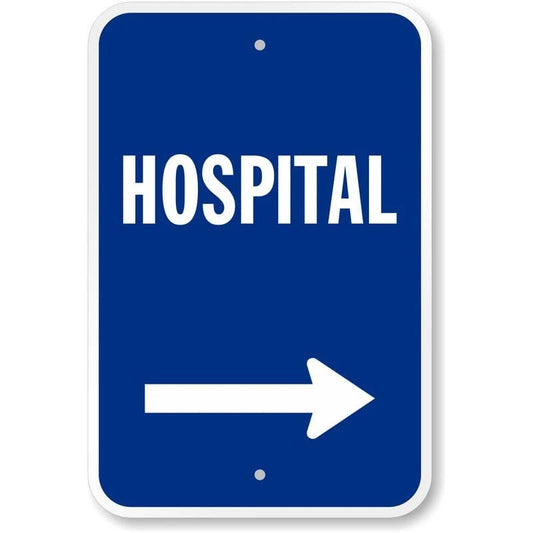 Hospital Right Arrow Entrance Aluminum Sign — product artwork