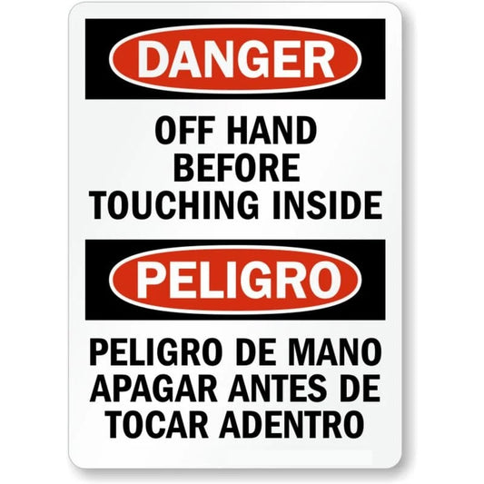 Bilingual Off Hand Aluminum Sign — product artwork