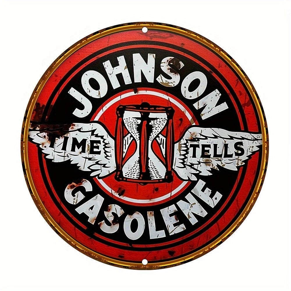 Johnson Gasoline YOU CHOOSE Round Aluminum Sign — product artwork