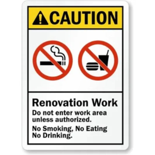 Renovation Work Ansi Caution Aluminum Sign — product artwork