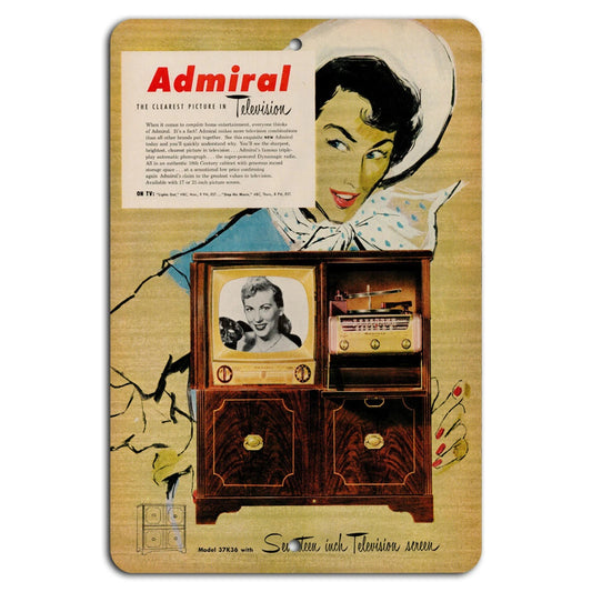Vintage Admiral TV Mid Century Retro Aluminum Sign — product artwork