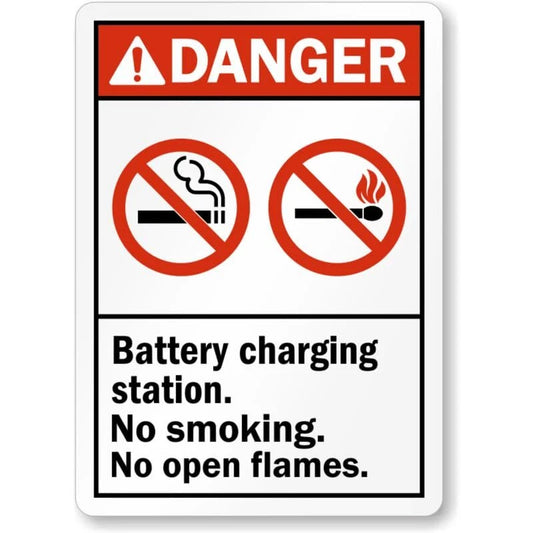 Battery Charging Station Area Aluminum Sign — product artwork