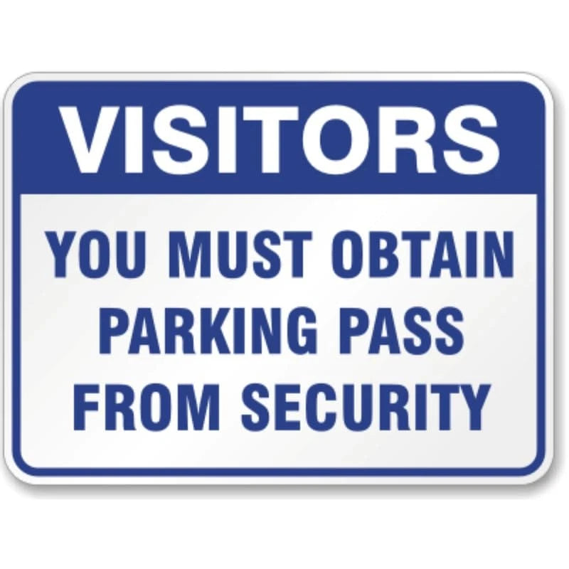 Security Parking Pass Visitor Aluminum Sign — product artwork