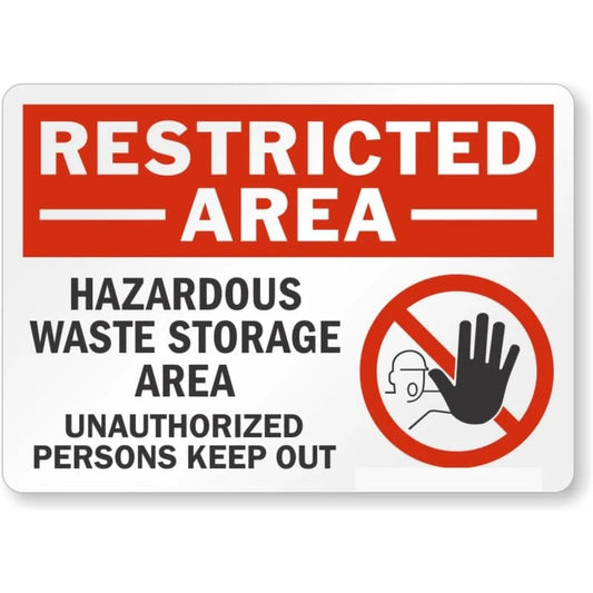 Hazardous Waste Storage Area Keep Out Restricted Area Aluminum Sign — product artwork
