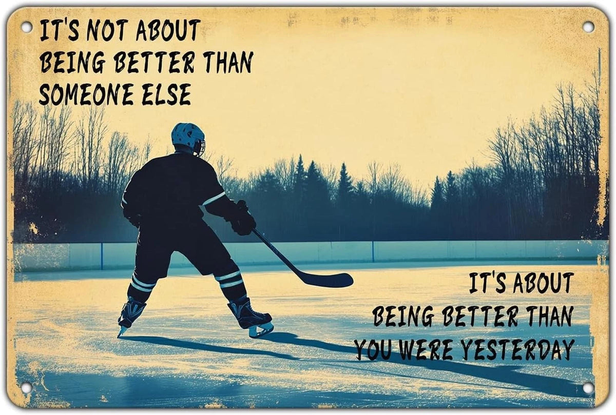 Vintage Hockey Funny Sports Wall Art Aluminum Sign — product artwork