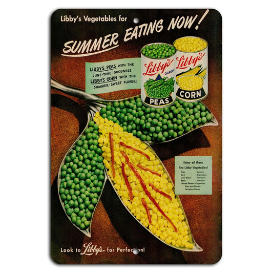 Retro Vintage Libbys Peas Corn Delight Aluminum Sign — product artwork