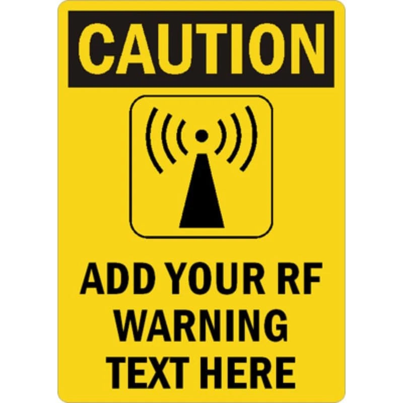 Custom Caution RF Warning Yellow Aluminum Sign — product artwork