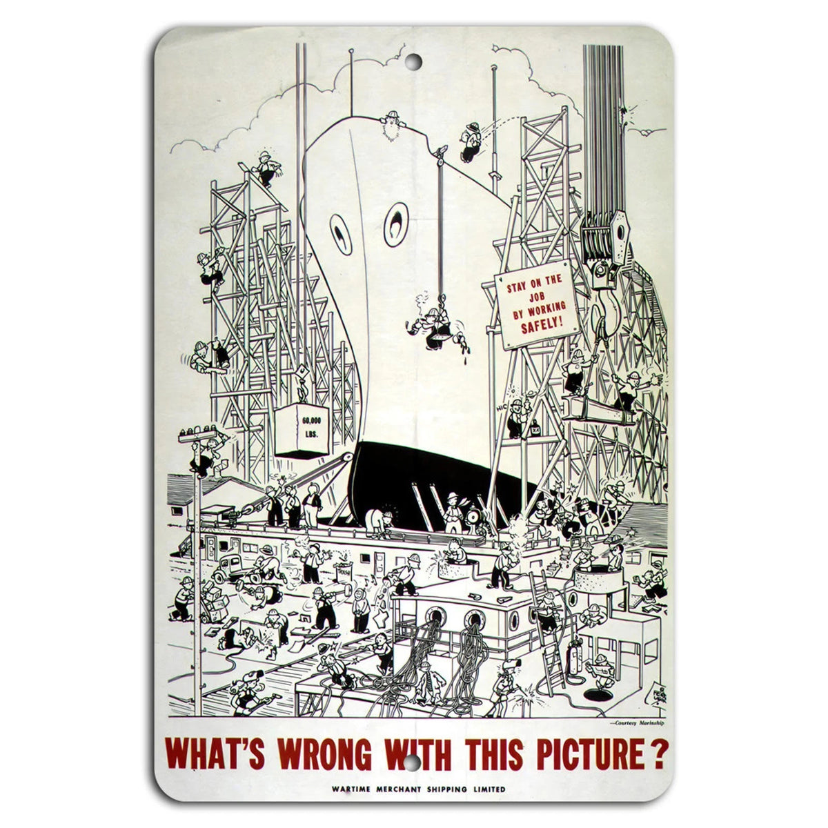 Shipbuilding Safety Vertical Industrial Aluminum Sign — product artwork