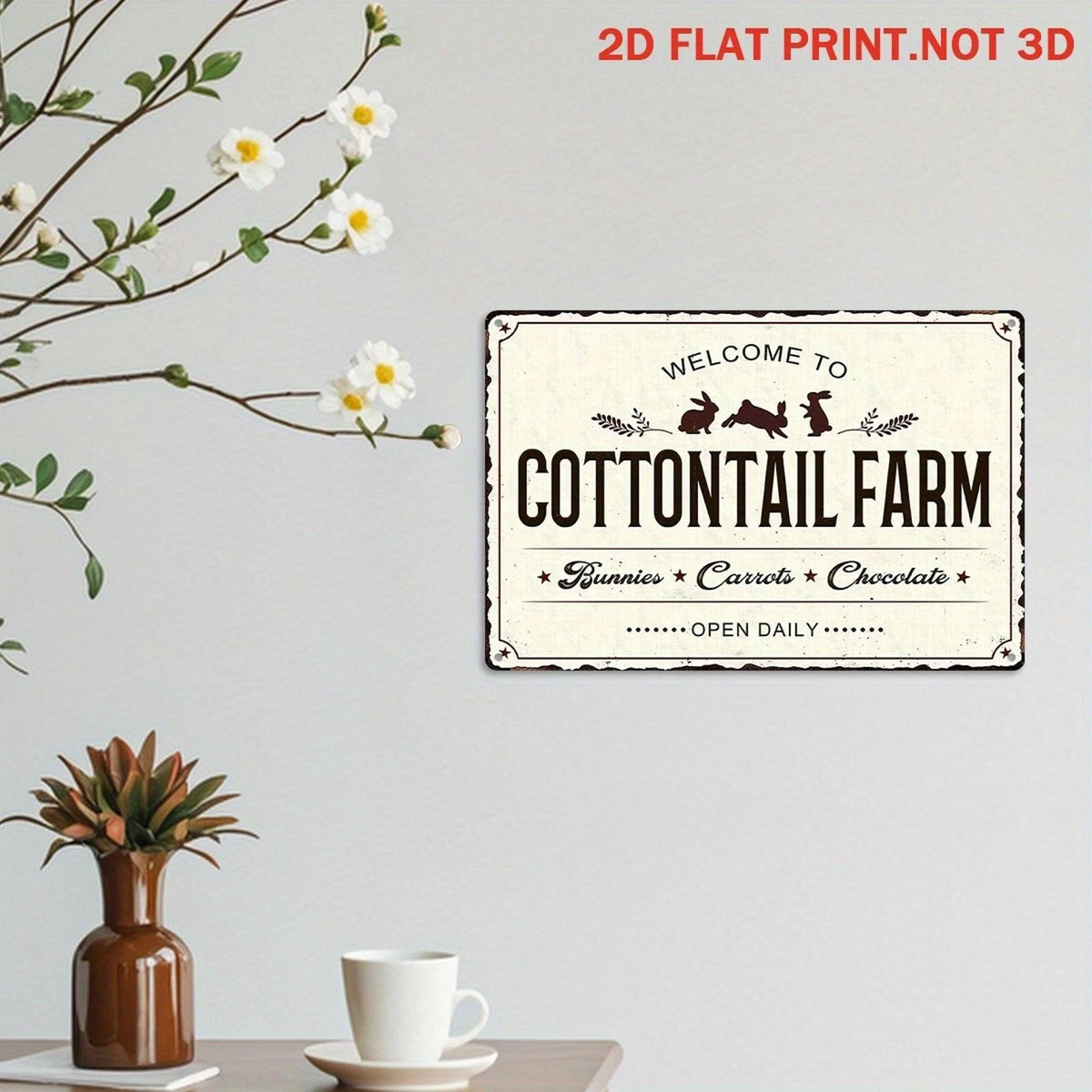 Vintage Cottontail Farm Rustic Funny Aluminum Sign — product artwork