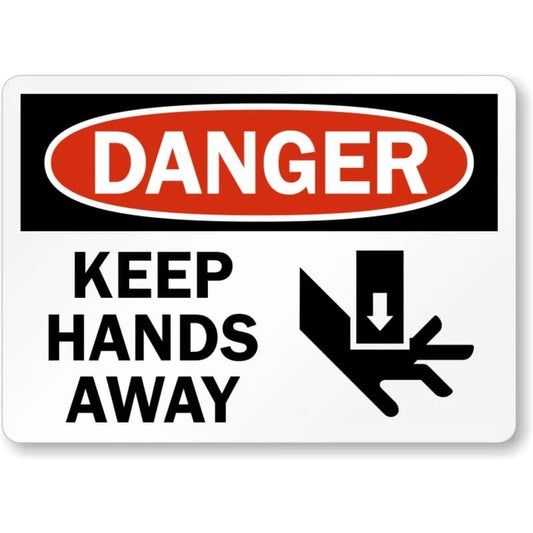 Danger Keep Hands Away Aluminum Sign — product artwork