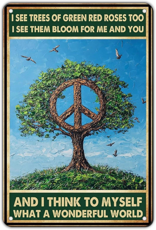 Tin Peace Tree Funny Aluminum Sign — product artwork