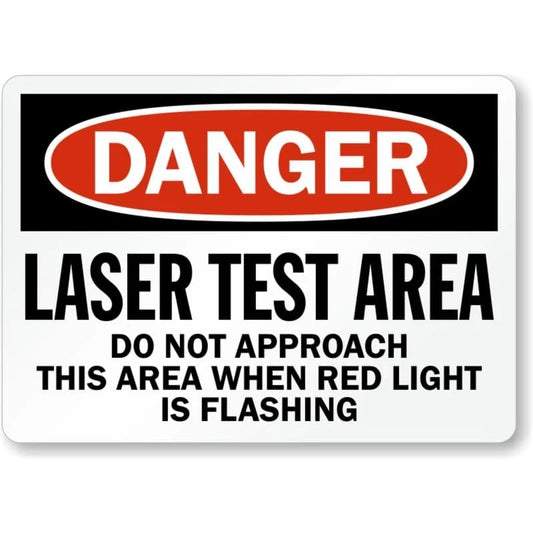 Laser Test Area Danger Aluminum Sign — product artwork