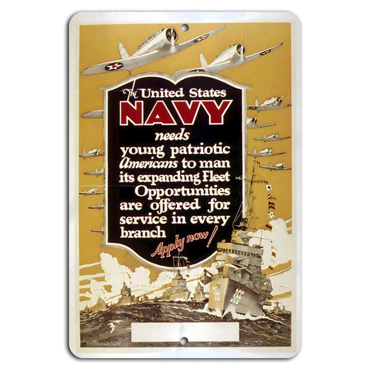 U.S. Navy Vertical Patriotic Aluminum Sign — product artwork