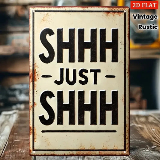 Vintage Wall Shh Quiet Funny Rustic Iron Aluminum Sign — product artwork