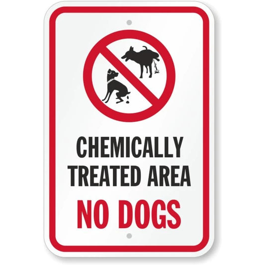 Chemically Treated Area No Dogs Aluminum Sign — product artwork
