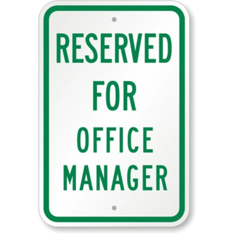 Office Manager Parking Aluminum Sign — product artwork