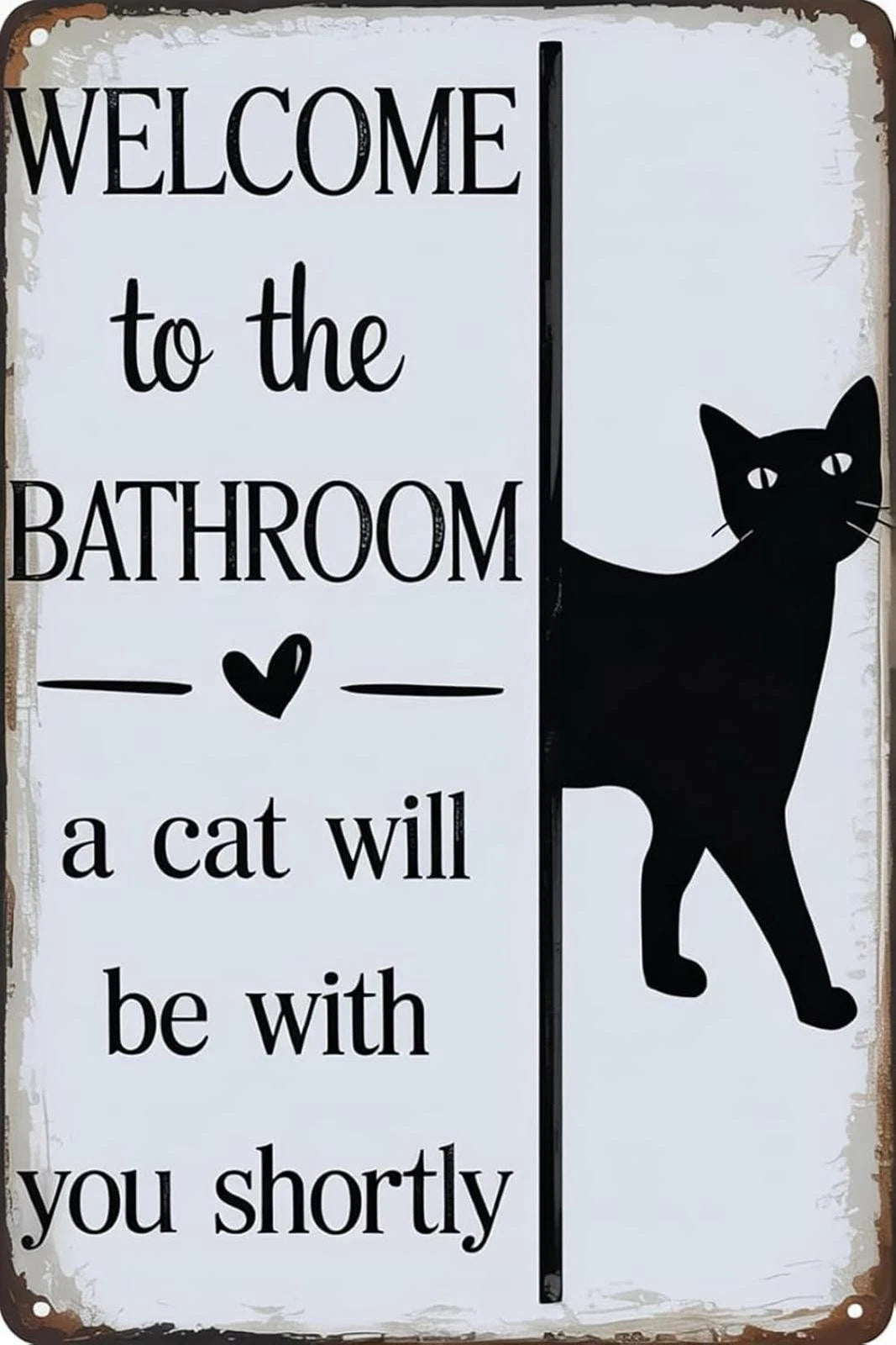 Bathroom Funny Cat Gift Aluminum Sign — product artwork