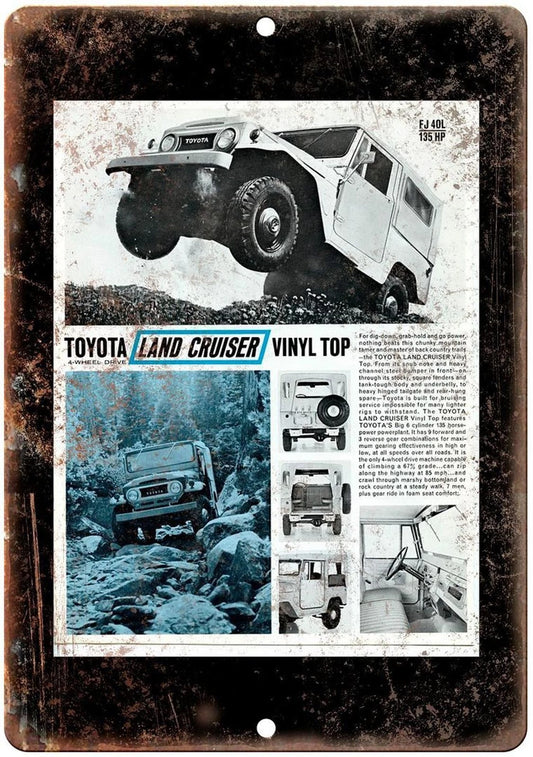 Land Cruiser Retro Vinyl Top Jeep Aluminum Sign — product artwork