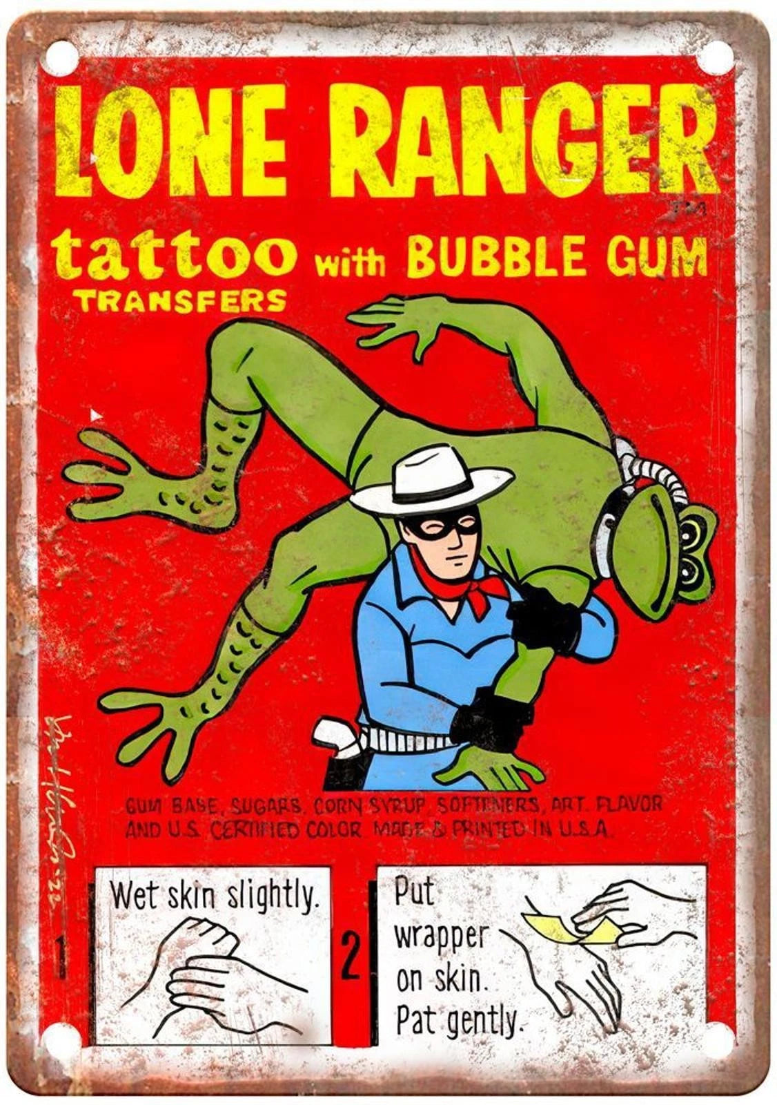 Lone Ranger Tattoos with Bubble Gum Vintage Aluminum Sign — product artwork