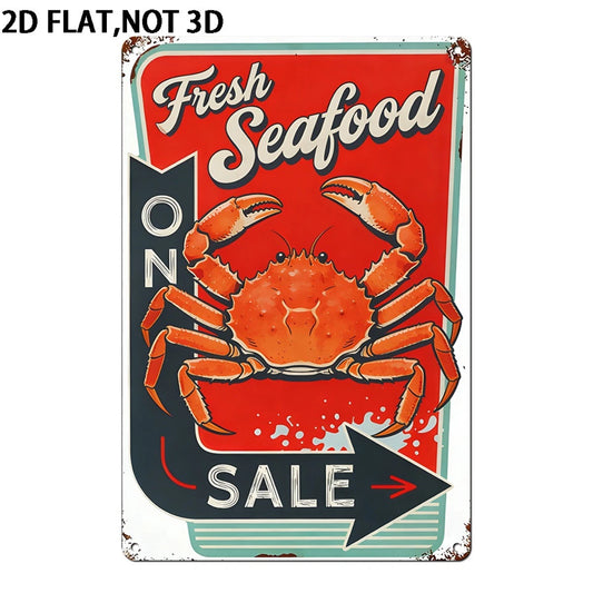 Tin Fresh Seafood Crab on Sale Wall Art Aluminum Sign — product artwork
