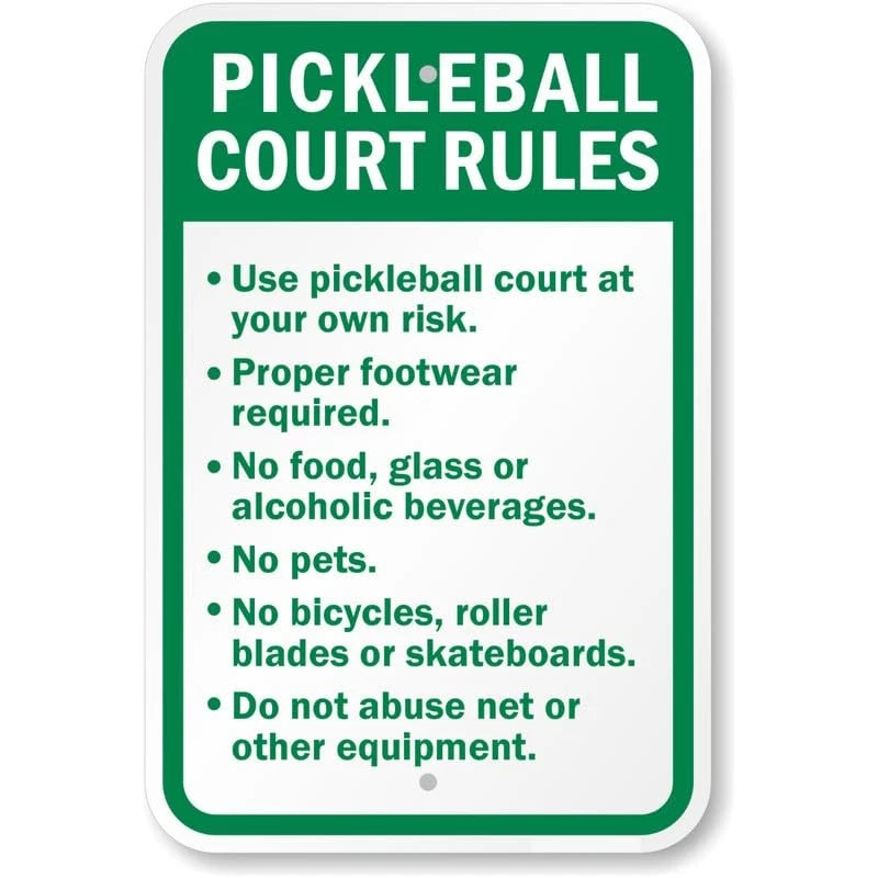 Pickleball Court Rules No Food No Pets Aluminum Sign — product artwork
