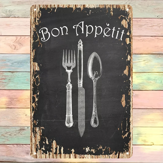 Vintage Bon Appétit Funny Chalkboard Style Aluminum Sign — product artwork