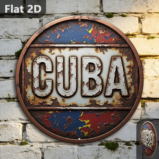 Vintage Funny Cuba Decorative Round Aluminum Sign — product artwork