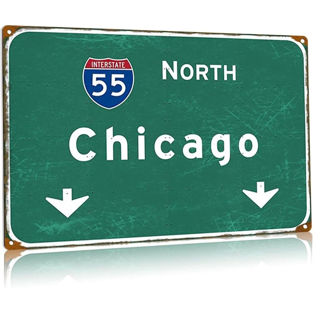 Chicago Street Vintage North 55th State Highway Aluminum Sign — product artwork