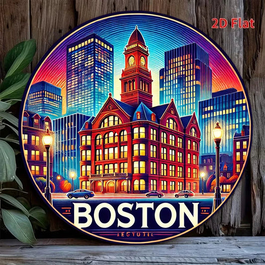 Measuring Vintage Decorative Funny Round Aluminum Sign — product artwork