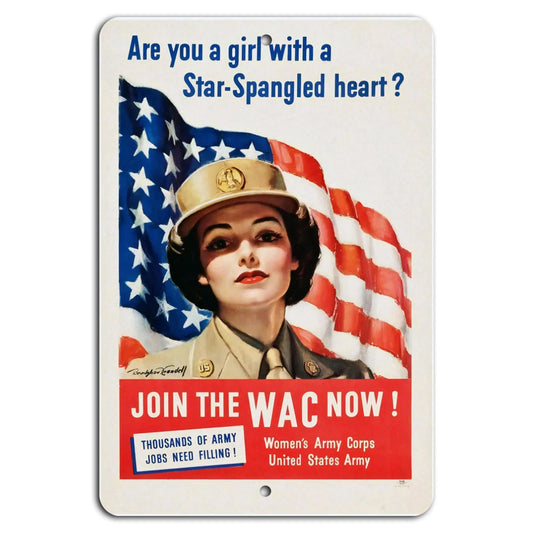 Military Decorative Vintage WWII Recruitment Aluminum Sign — product artwork