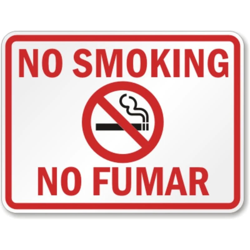 Bilingual No Smoking Symbol Red Aluminum Sign — product artwork