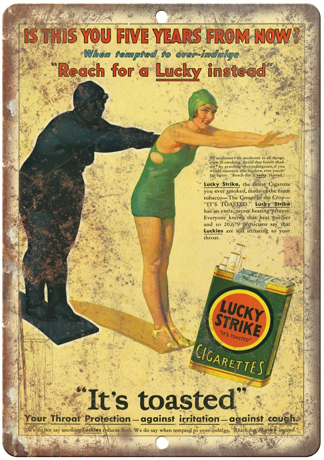 Lucky Strike Vintage Advertisement Aluminum Sign — product artwork