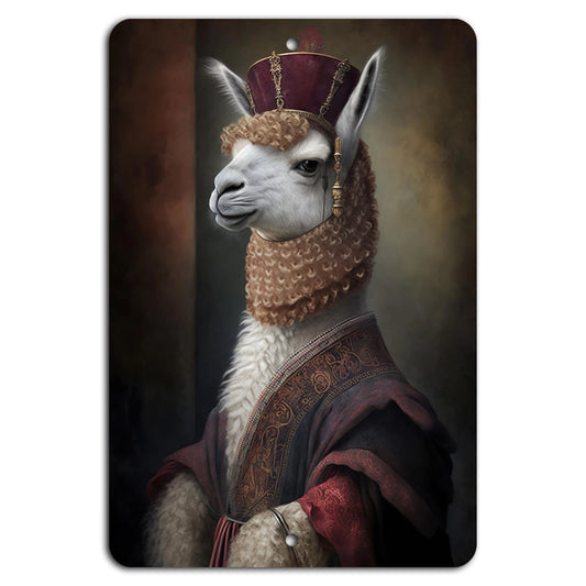 Vintage Majestic Llama Royalty Art Aluminum Sign — product artwork
