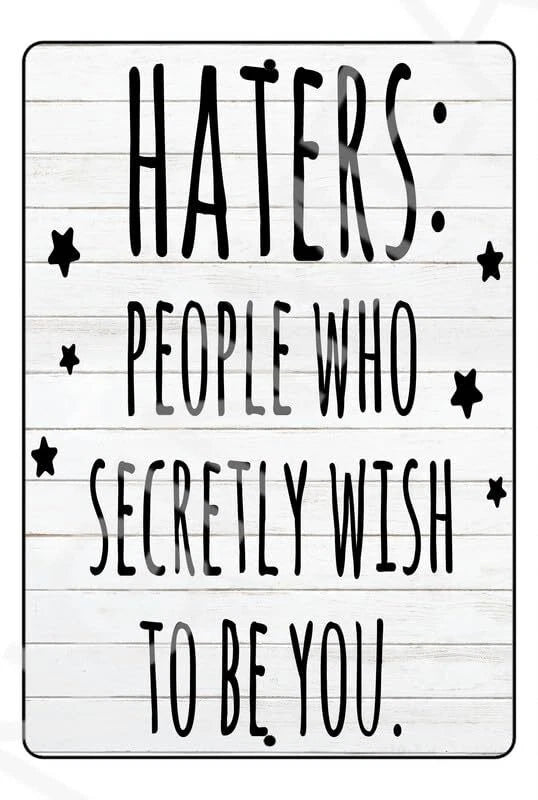 Haters Secretly Wish to Be You Funny Aluminum Sign — product artwork