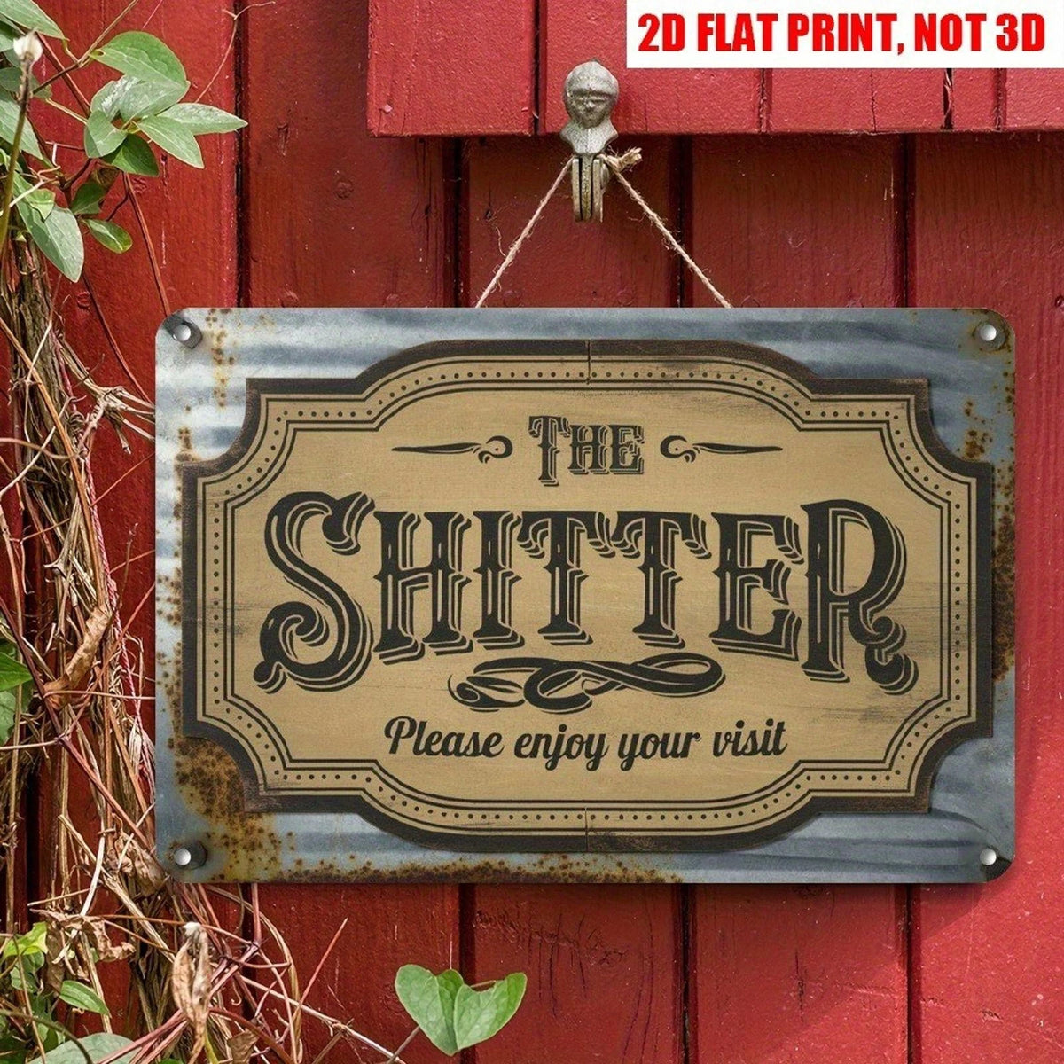 The Shitter Please Enjoy Your Visit Bathroom Aluminum Sign — product artwork