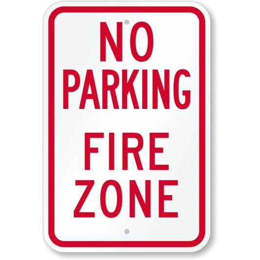 No Parking Fire Zone Aluminum Sign — product artwork