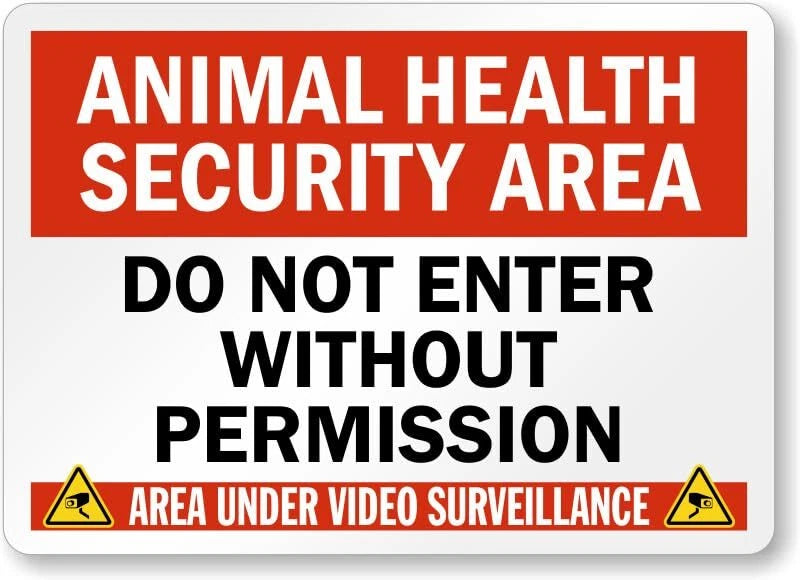 Security Area Animal Health Video Surveillance Aluminum Sign — product artwork