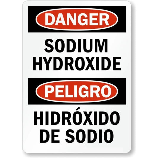 Bilingual Sodium Hydroxide Aluminum Sign — product artwork