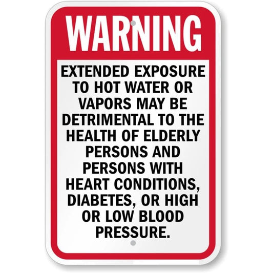 Hot Water Exposure Pool Warning Aluminum Sign — product artwork