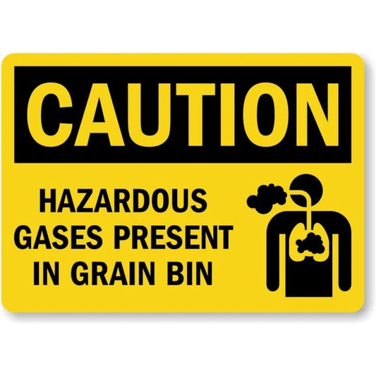 Caution Hazardous Gases Grain Bin Graphic Aluminum Sign — product artwork