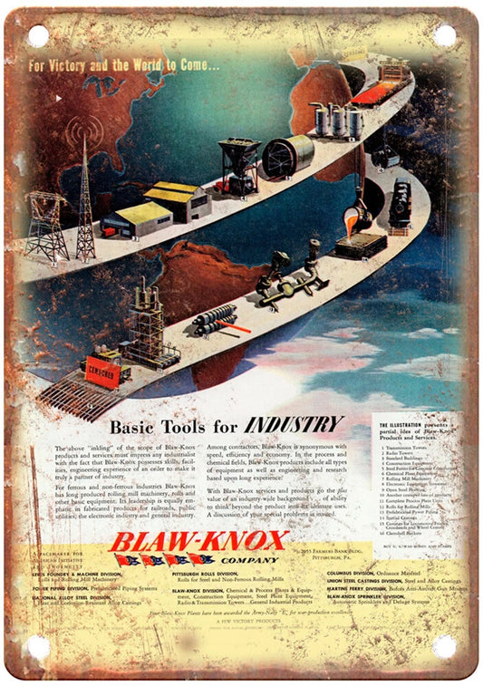 Vintage 1944 Blaw Knox Company Aluminum Sign — product artwork