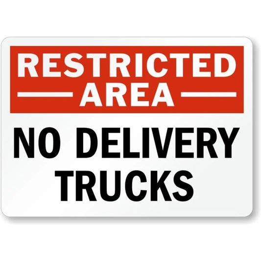 Restricted No Delivery Trucks Aluminum Sign — product artwork