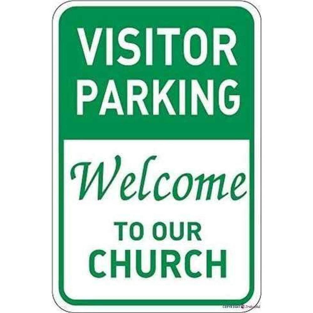 Church Parking Visitor Parking Welcome Aluminum Sign — product artwork
