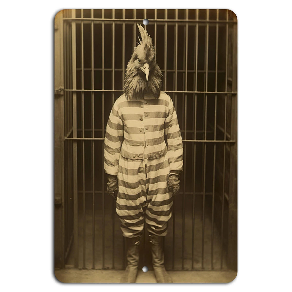 Vintage Chicken Rustic Prison Humor Aluminum Sign — product artwork