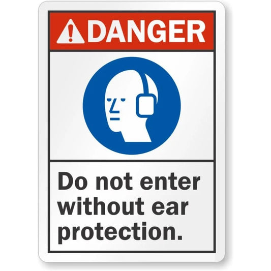 Do Not Enter Without Ear Protection Ansi Danger Aluminum Sign — product artwork