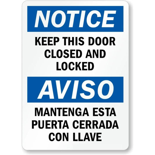 Keep Door Closed Locked Aluminum Sign — product artwork