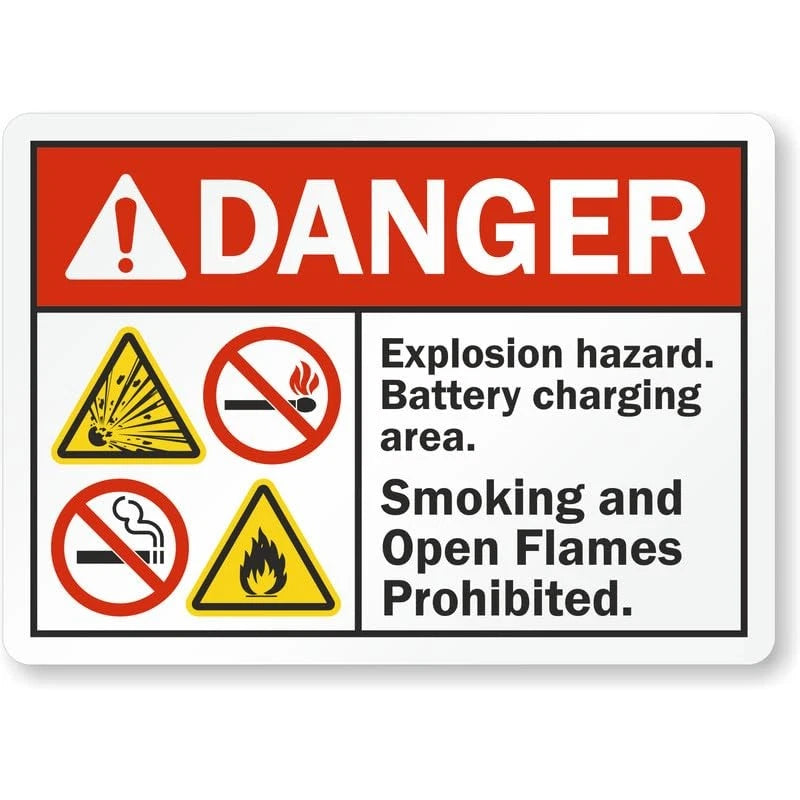 Explosion Hazard Battery Charging Area Ansi Danger Aluminum Sign — product artwork