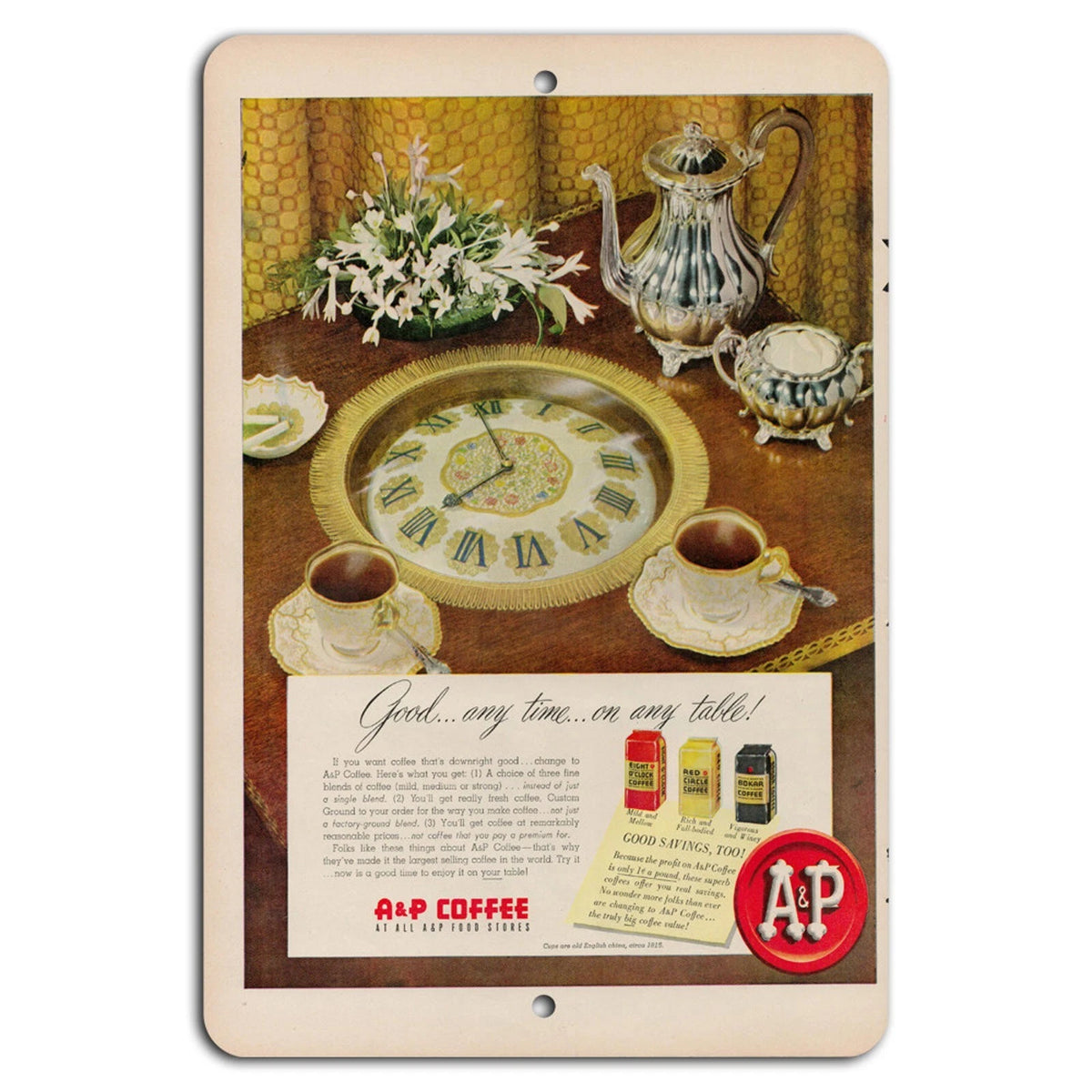Vintage A&P Coffee Rustic Aluminum Sign — product artwork