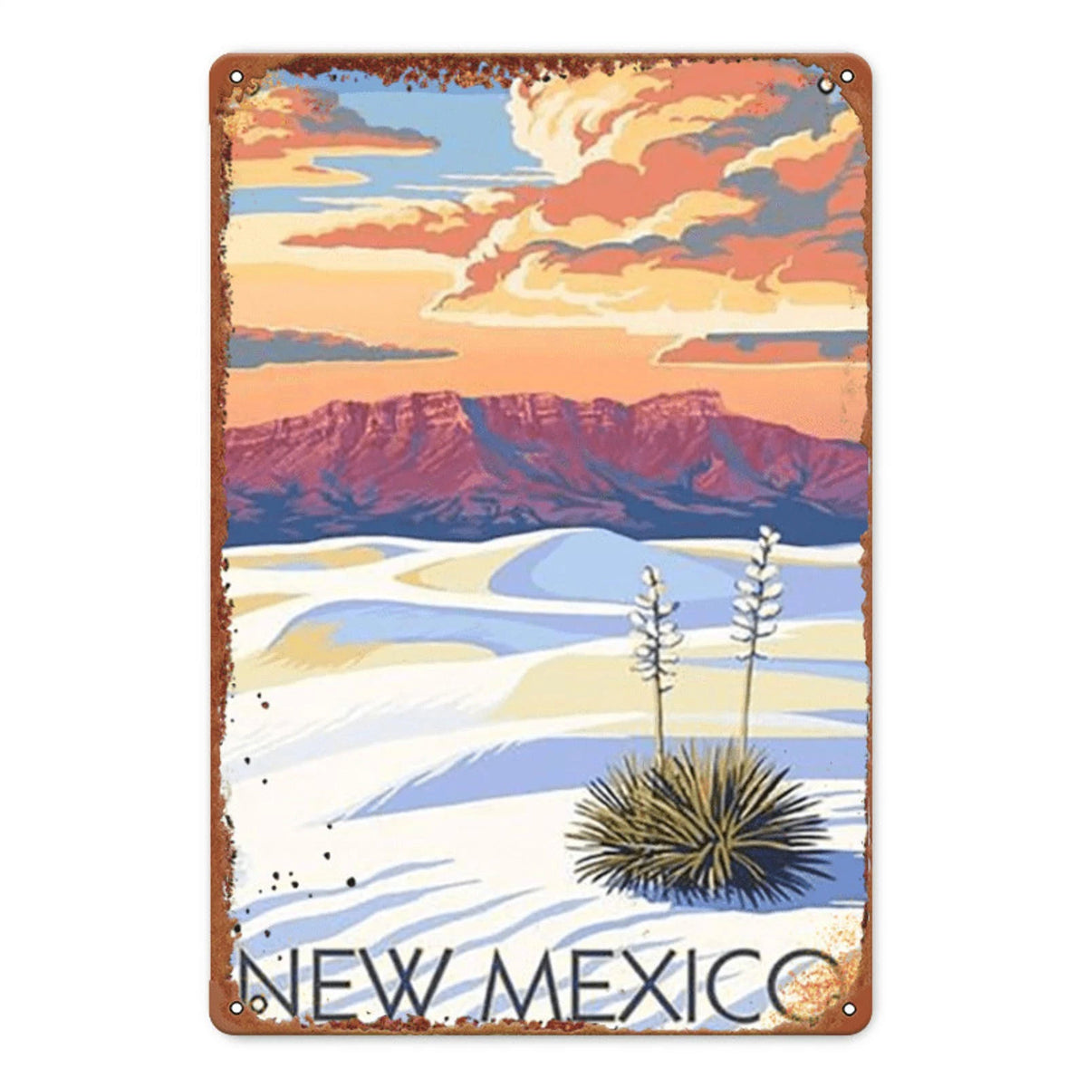 Vintage New Mexico Landscape Retro Southwest Travel Home Aluminum Sign — product artwork
