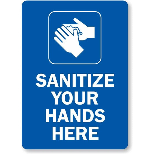 Sanitize Wash Hands Aluminum Sign — product artwork